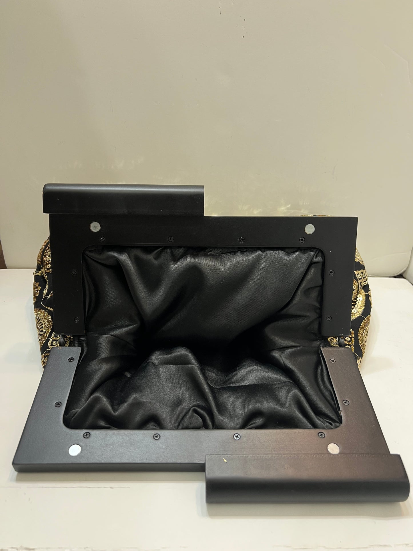 Midnight gold clutch