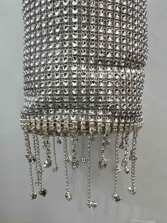 Silver strassy cylinder bag