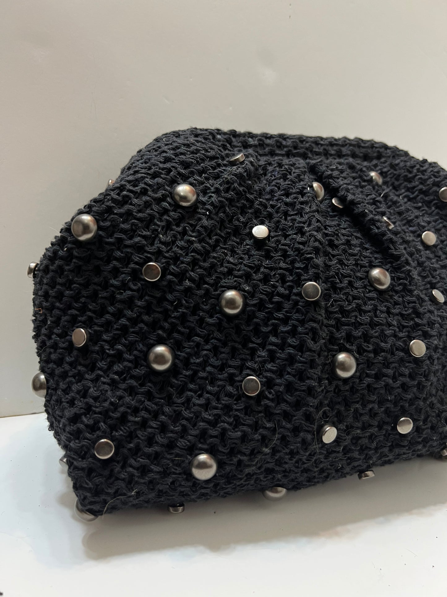 Black studded medium pouch