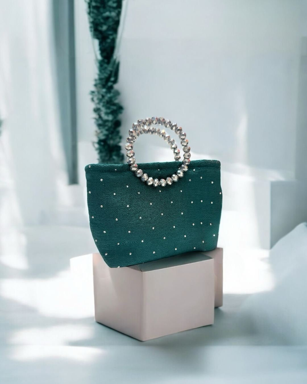 Teal strass mini bag