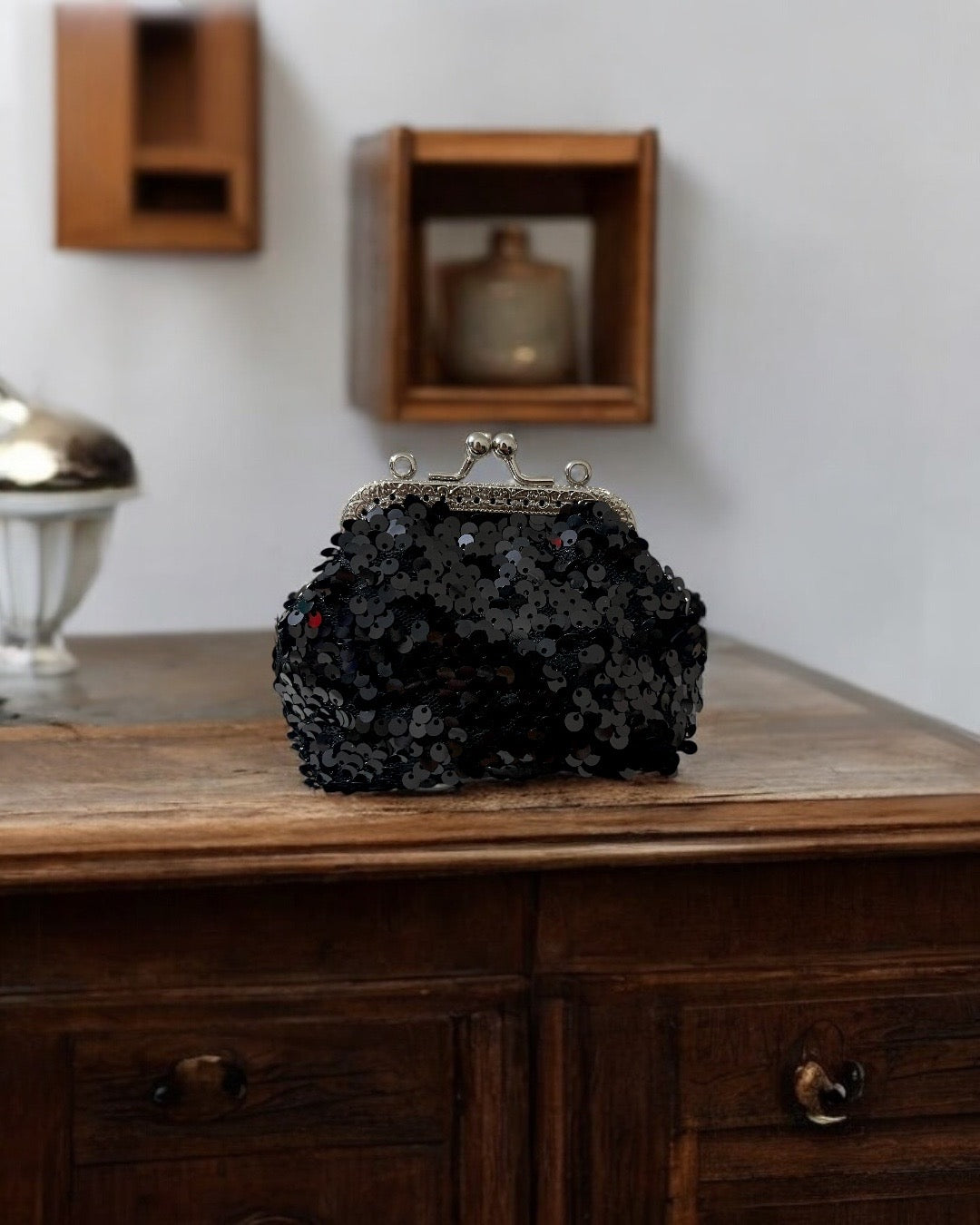Silverish black mini pocket