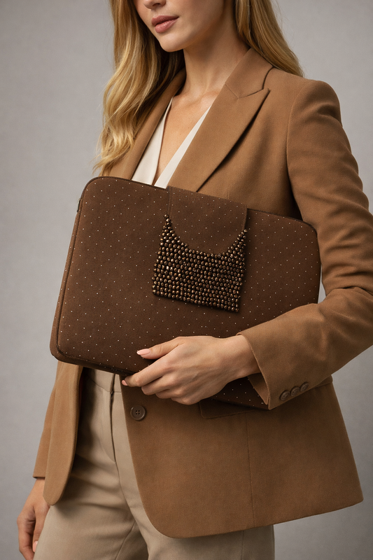 Brown strassy laptop bag