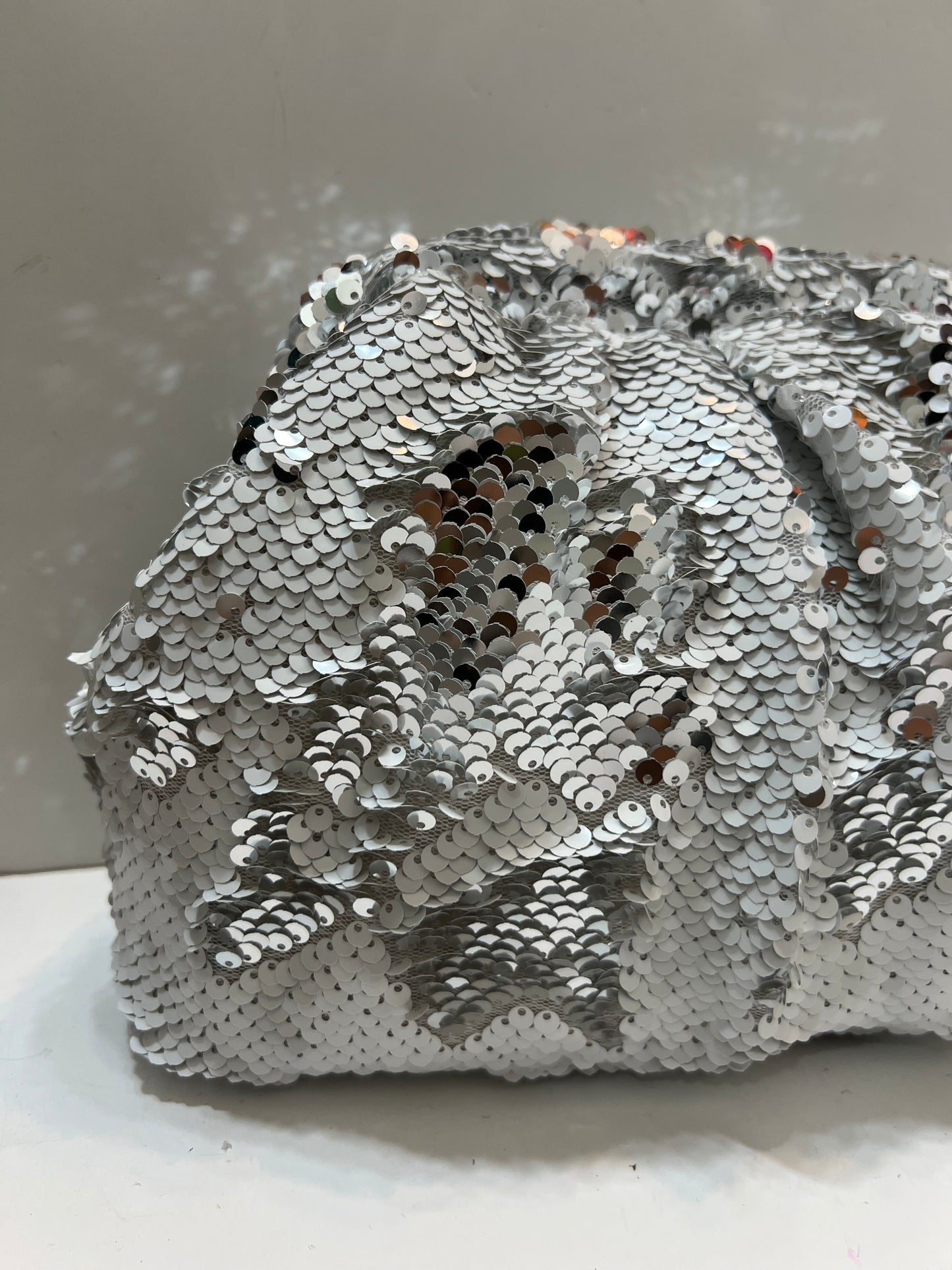 silver white medium pouch