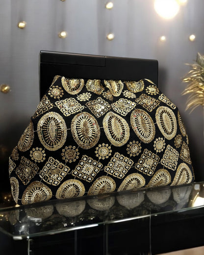 Midnight gold clutch