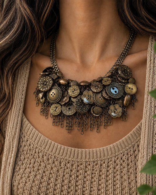 Copper buttons necklace