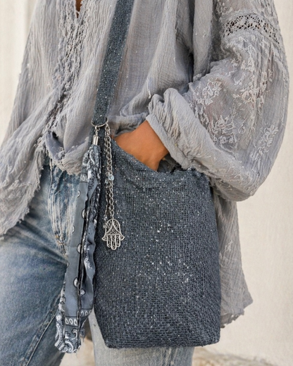 Glittering grey crossbag