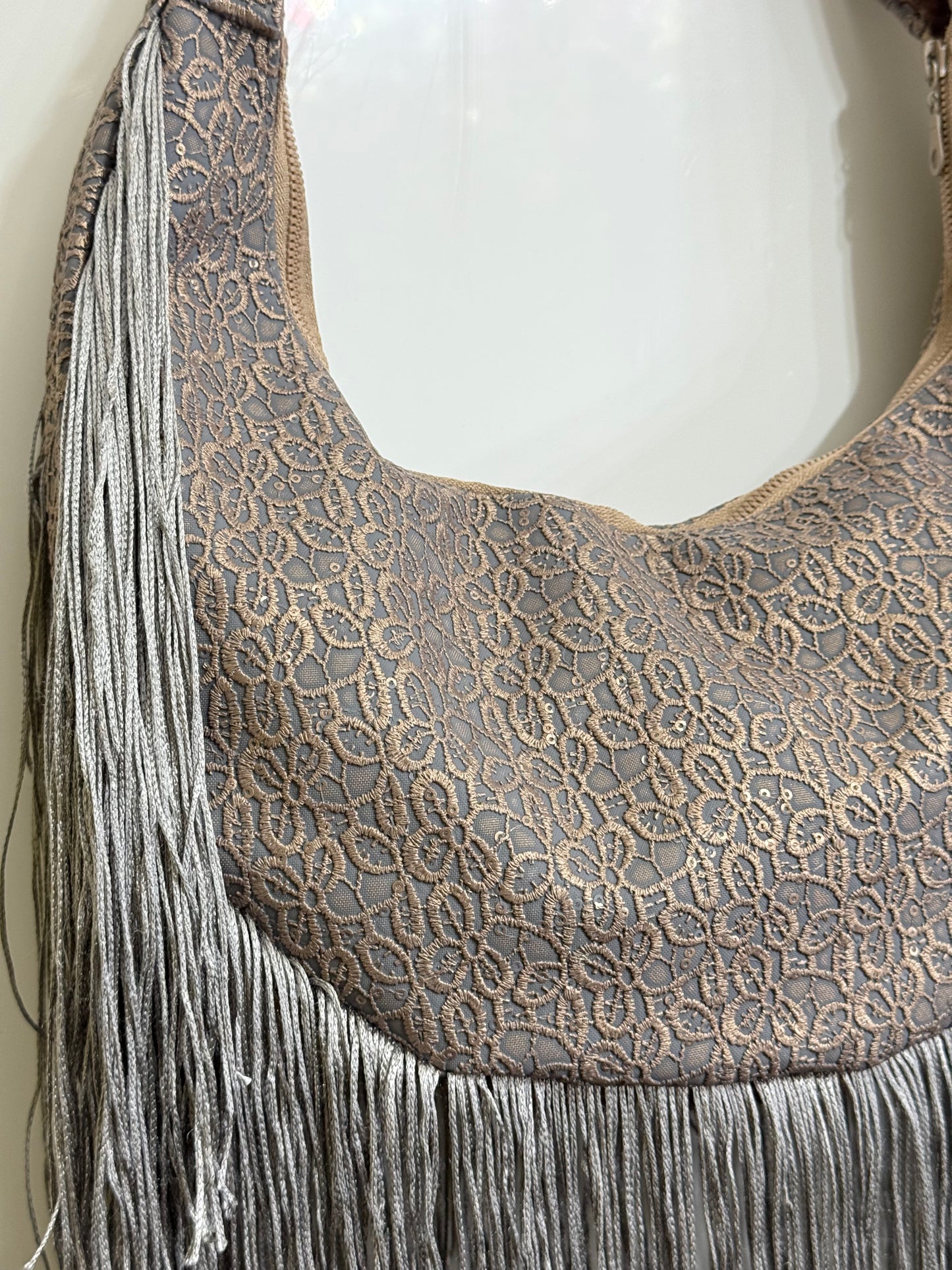 Grey tassels bag