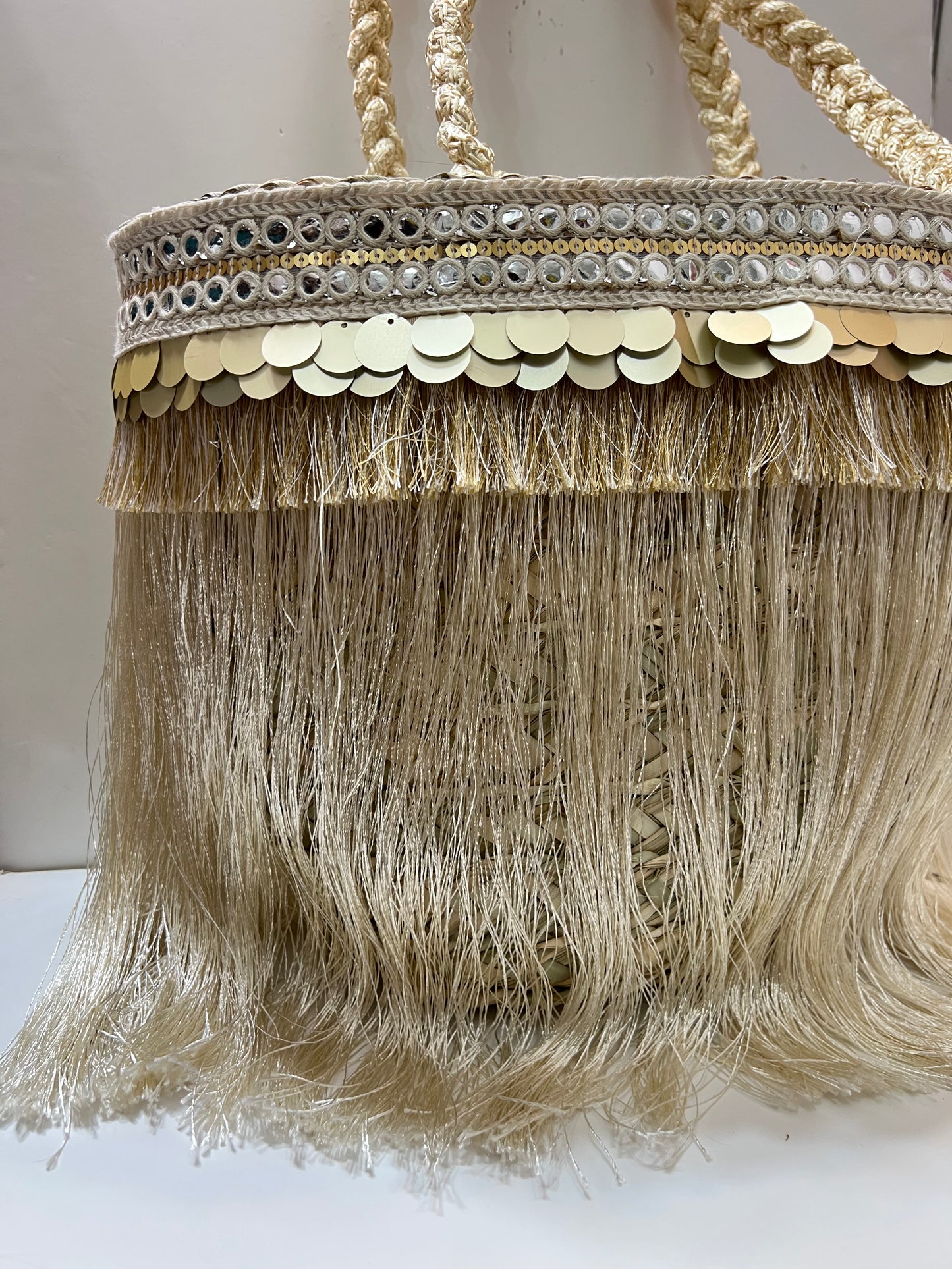 Creamy fringes bag