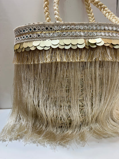 Creamy fringes bag