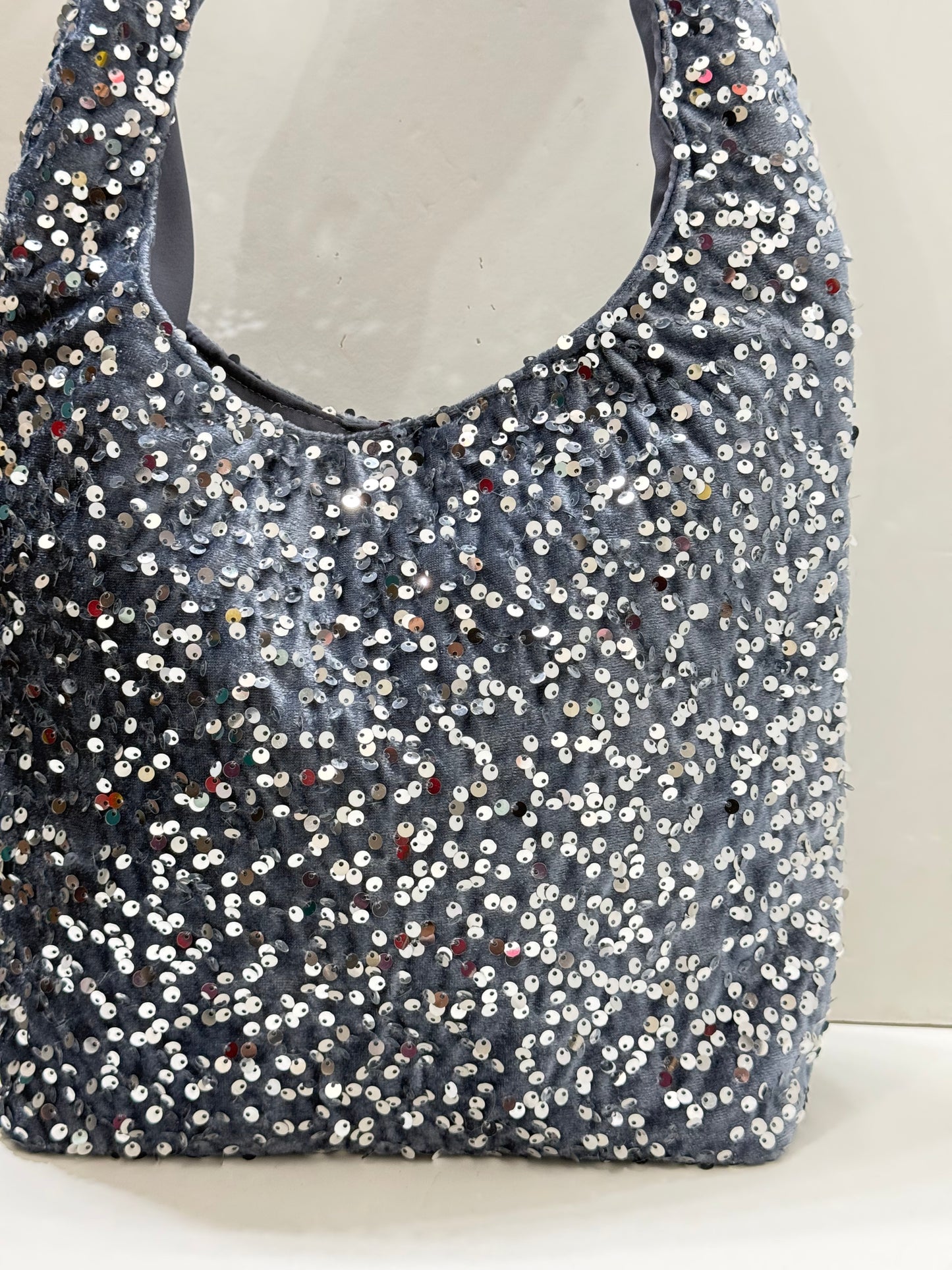 Blue grey paiette bag