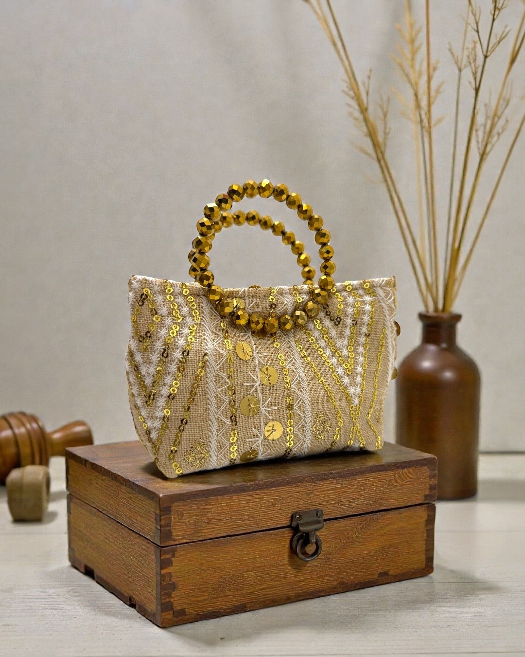Golden beige mini bag