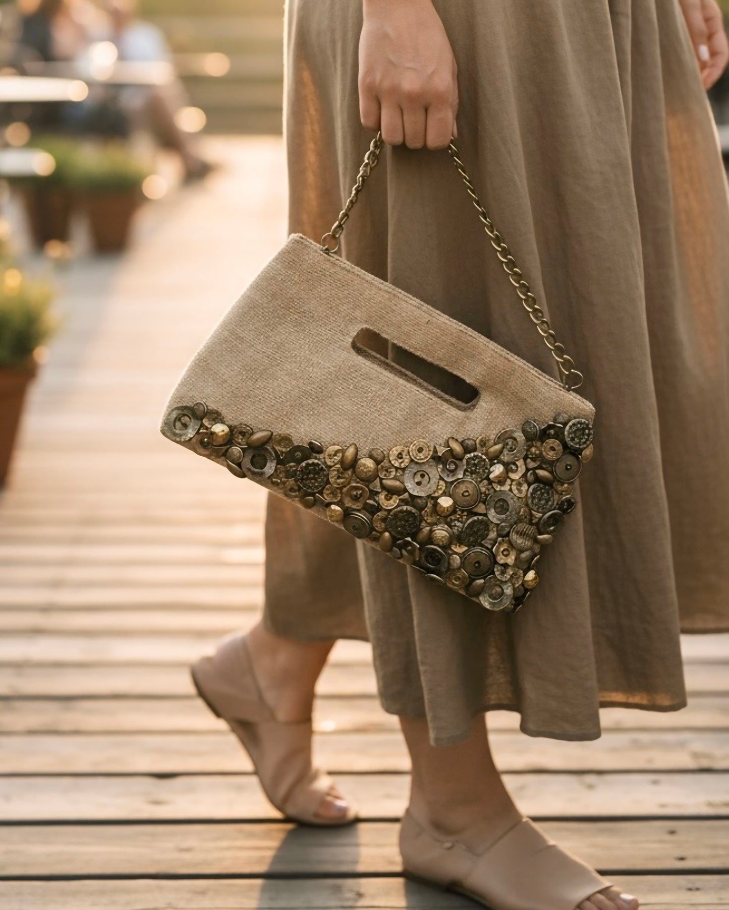 Copper buttons bag