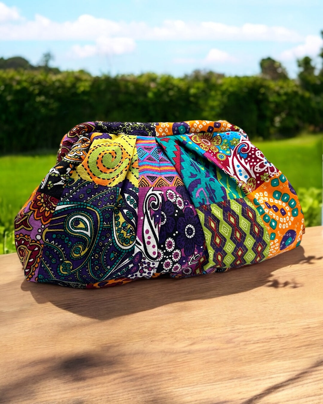 Colorful patches large pouch