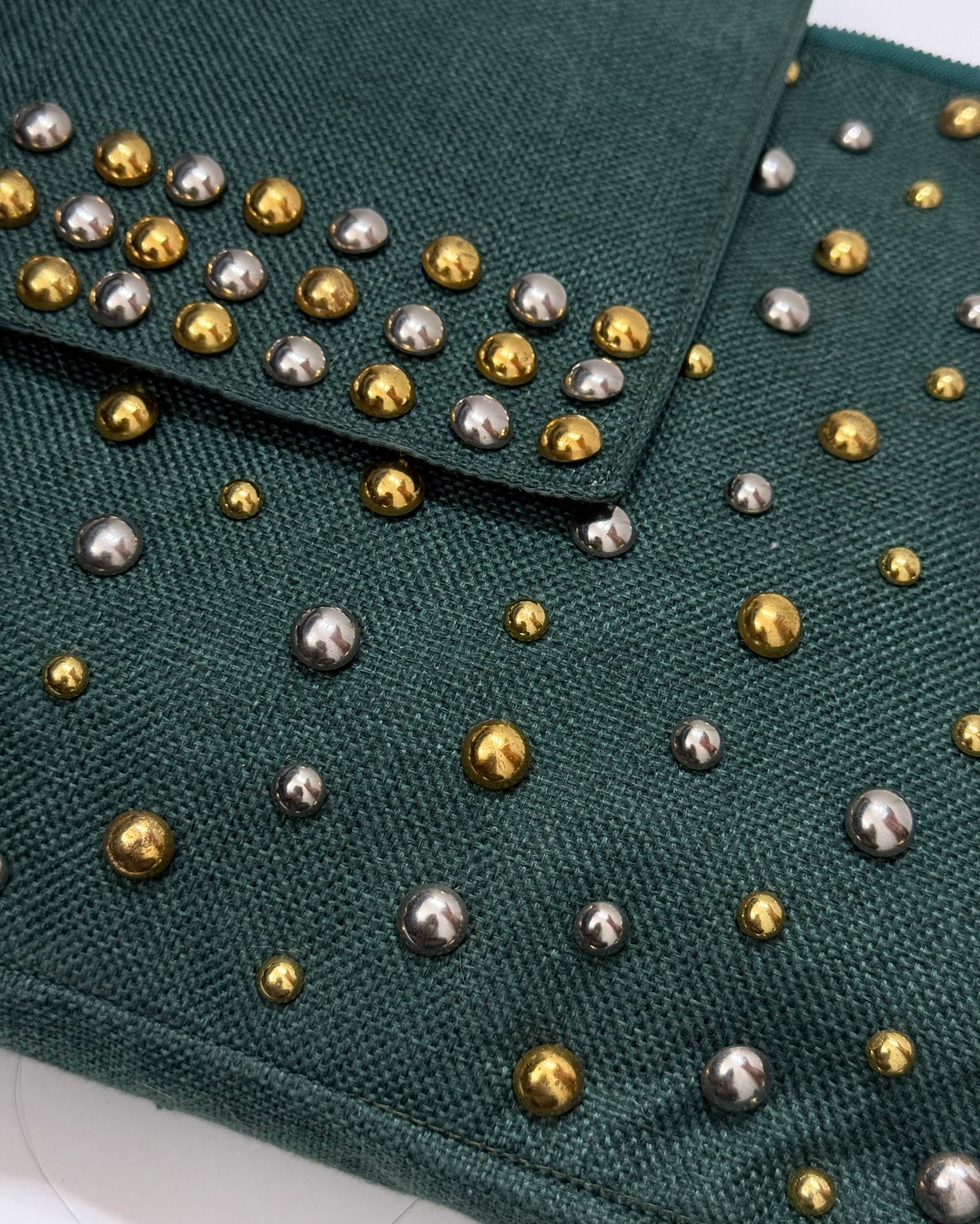 Forest green studded laptop bag