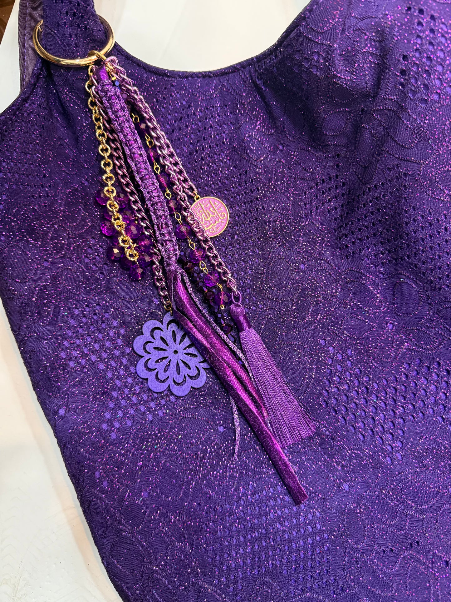 Purple glittery bag
