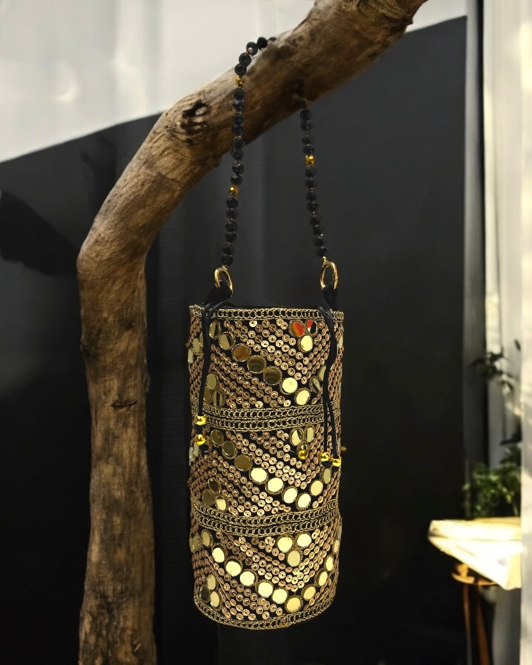 Golden night cylinder bag
