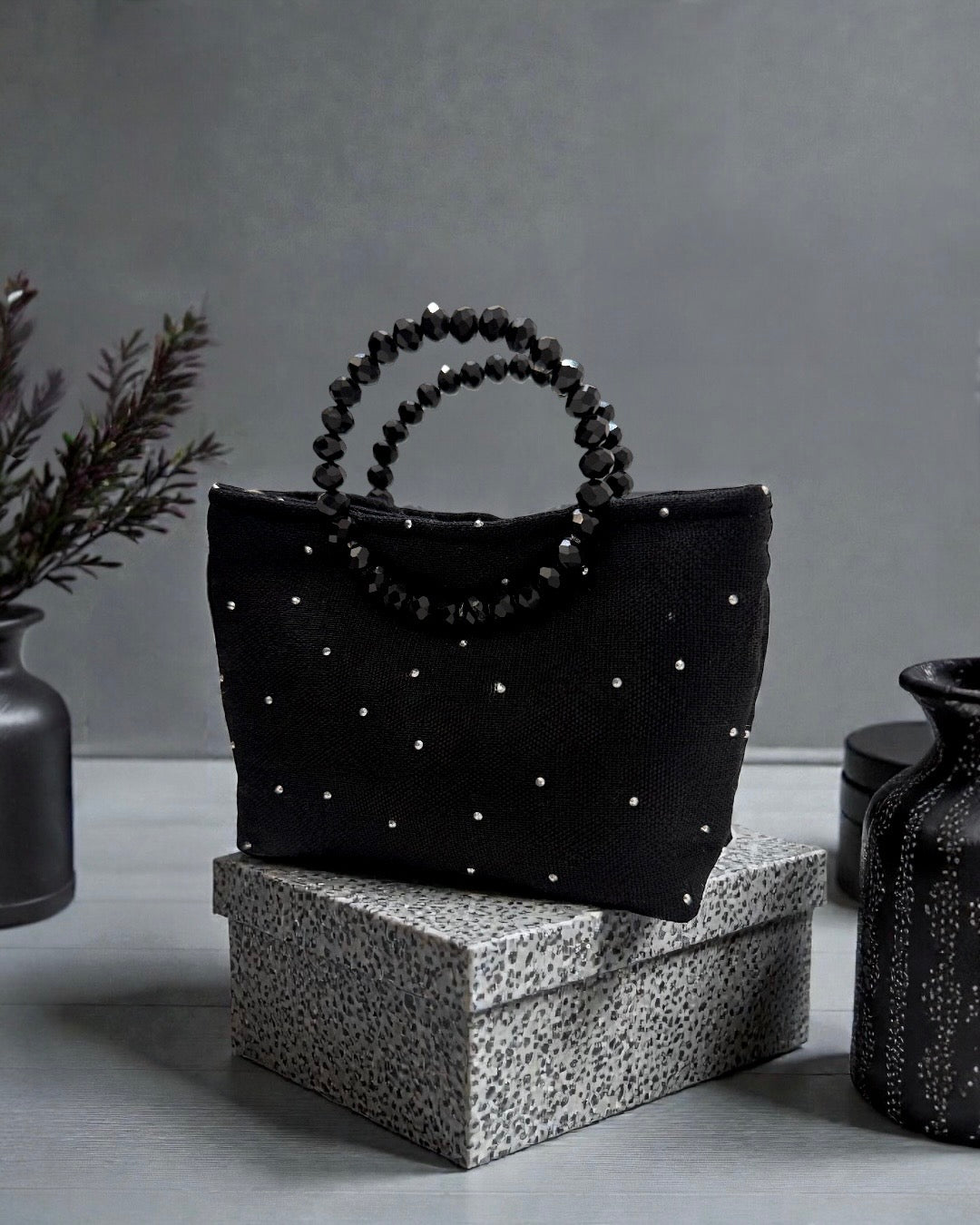 Black strassy mini bag