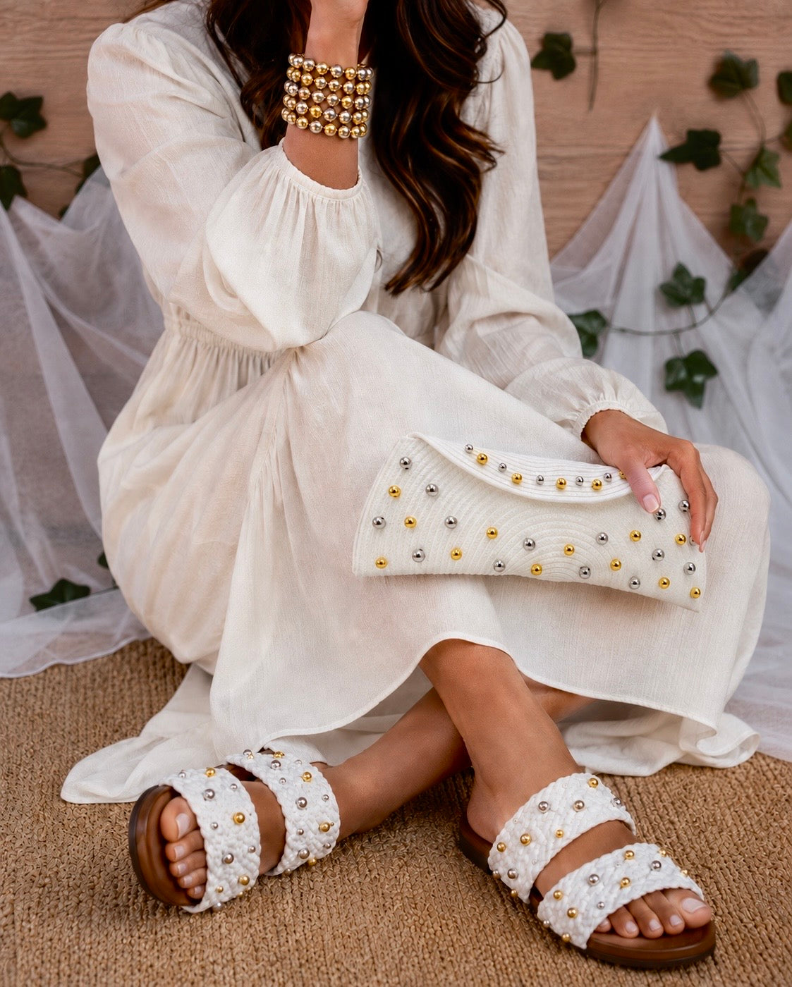 Silver and gold beaded set