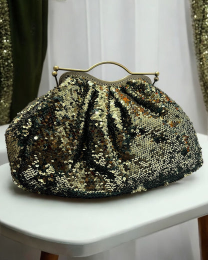 Olive green paiette bag
