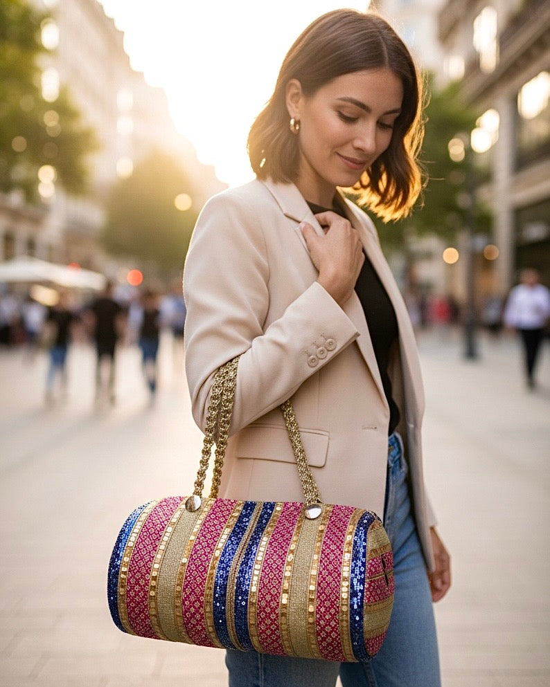 Pinky blue cylinder bag