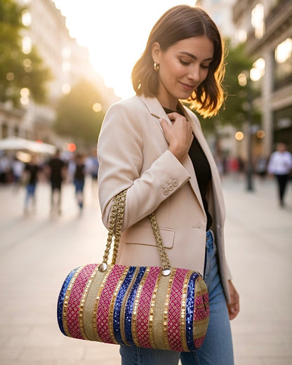 Pinky blue cylinder bag
