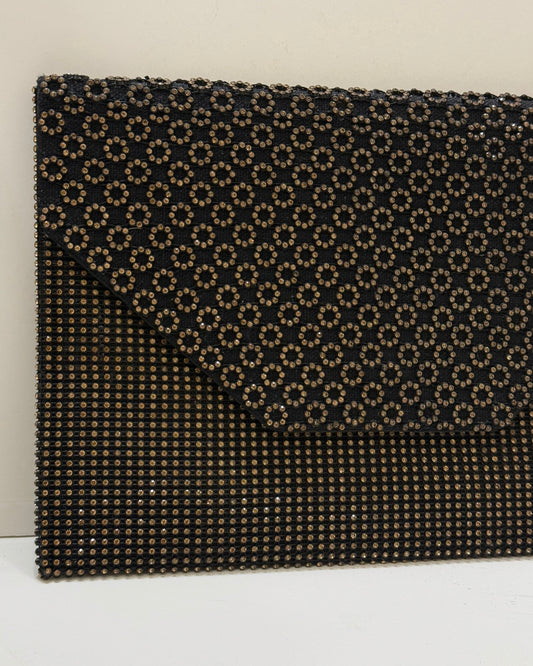 Golden strassy clutch