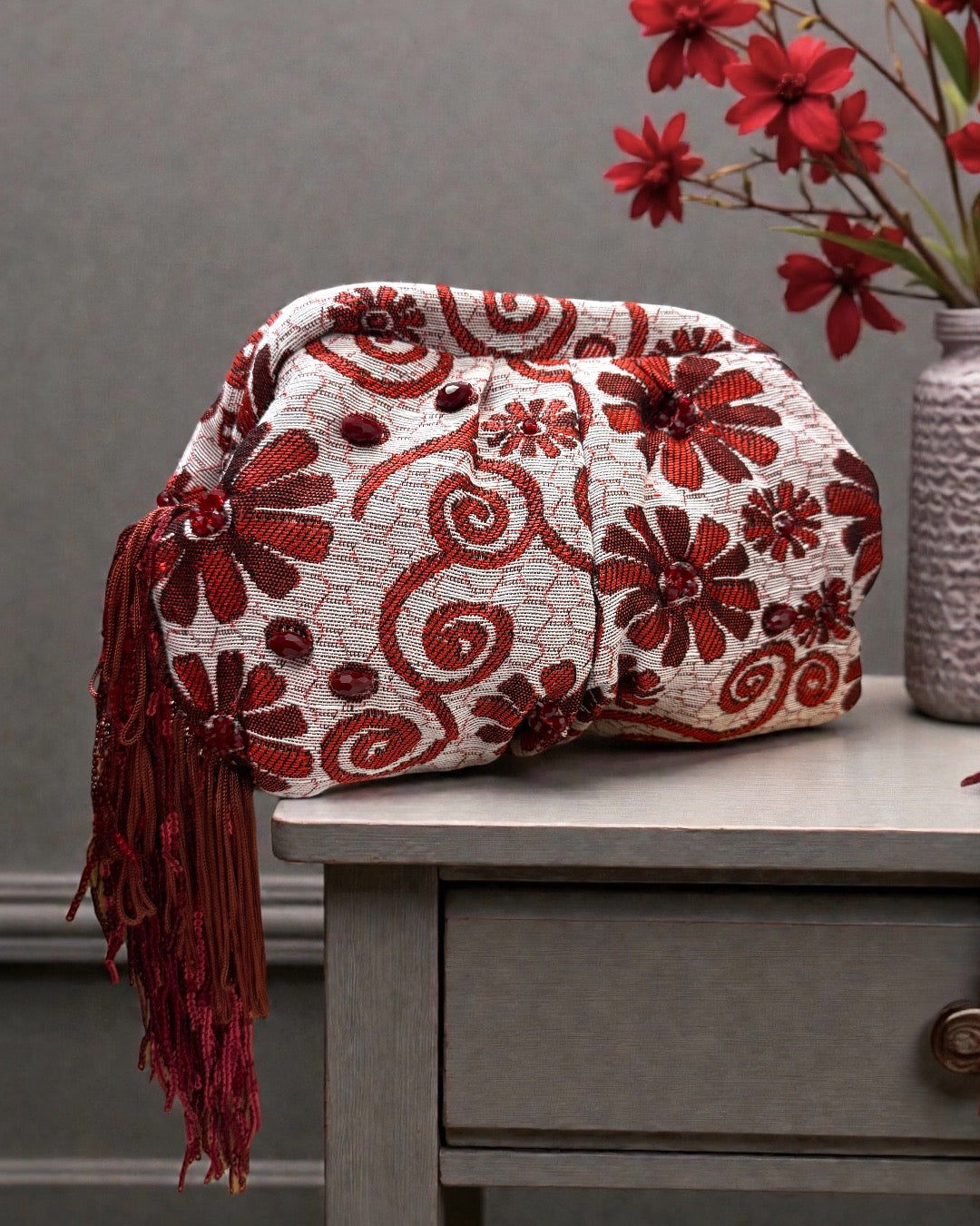 Burgundy coverta medium pouch