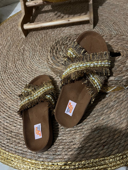Gold cross slipper