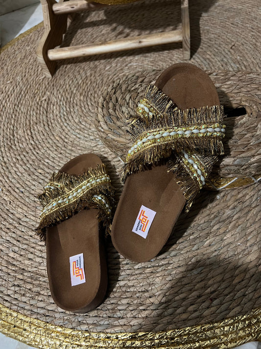 Gold cross slipper