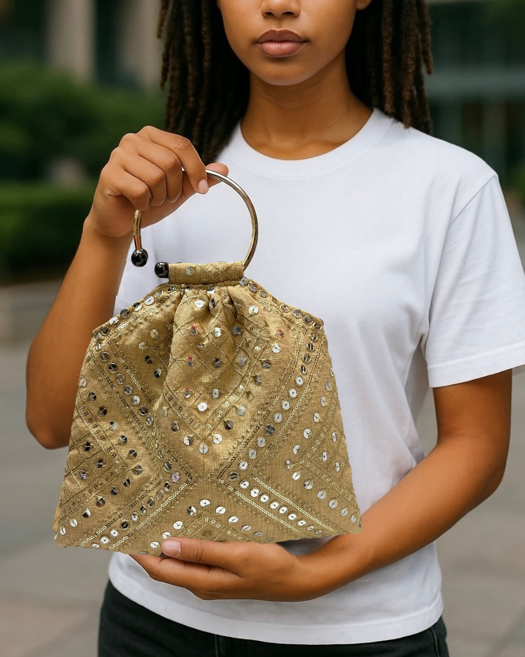 Beige mirrors bag