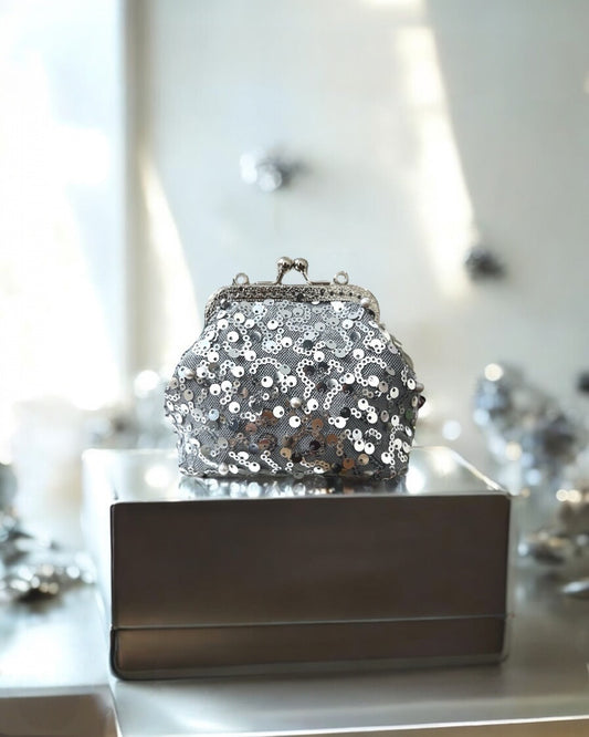 Pearly silver mini pocket