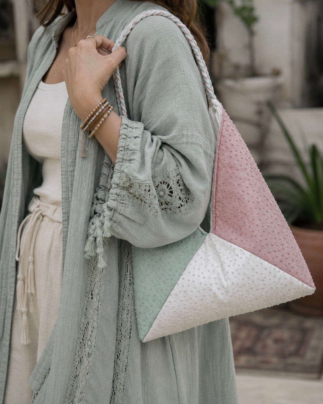 Pastel triangles bag