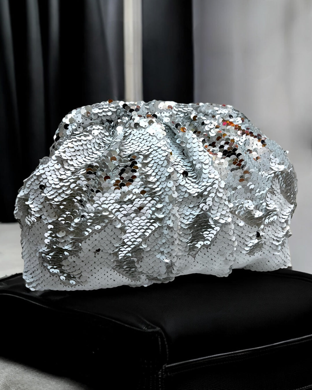 silver white medium pouch