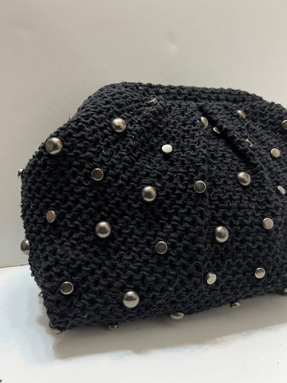 Black studded medium pouch