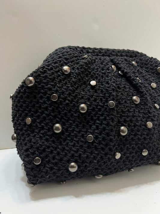 Black studded medium pouch