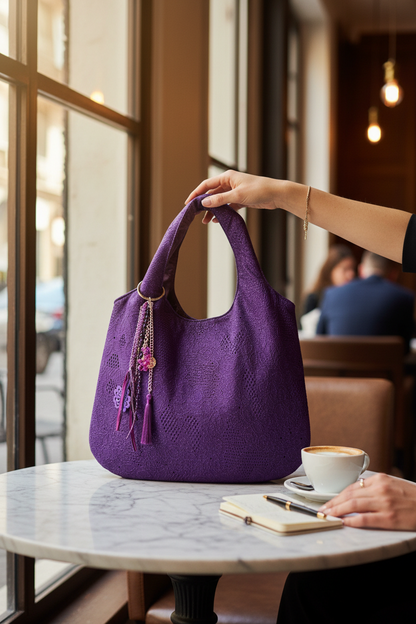 Purple glittery bag