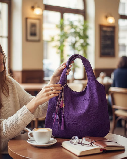 Purple glittery bag