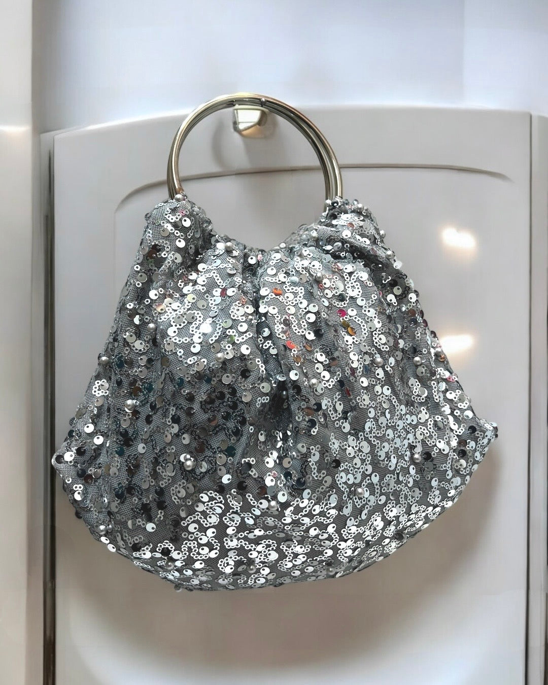 Silver paiette bag