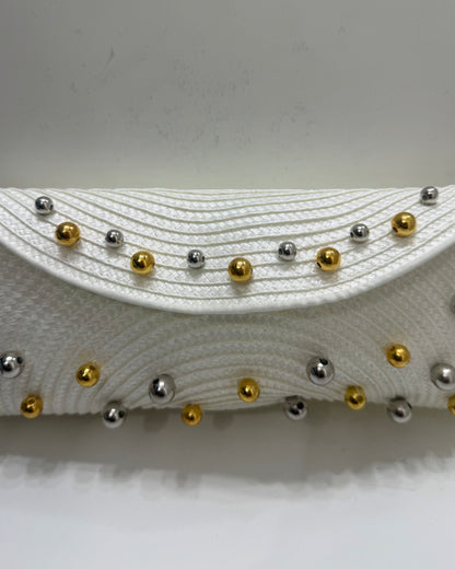 Silver & gold beaded clutch
