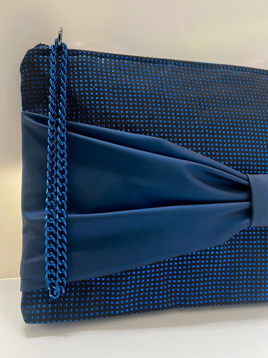Blue bow clutch