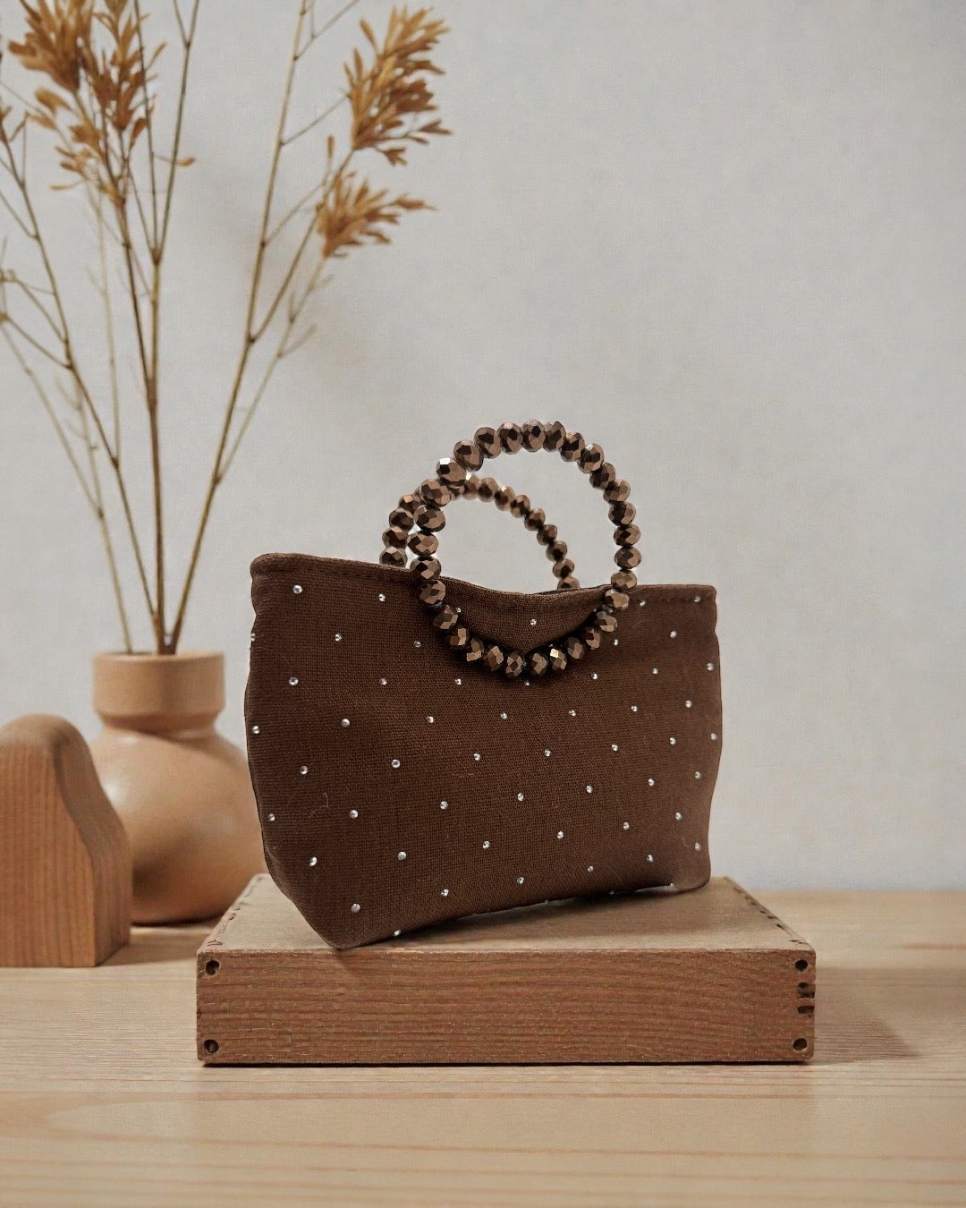 Brown strassy mini bag