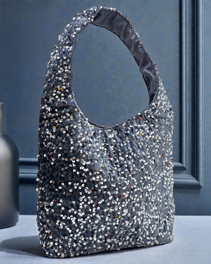 Blue grey paiette bag
