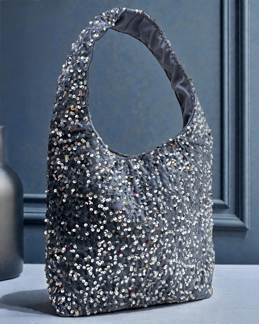 Blue grey paiette bag