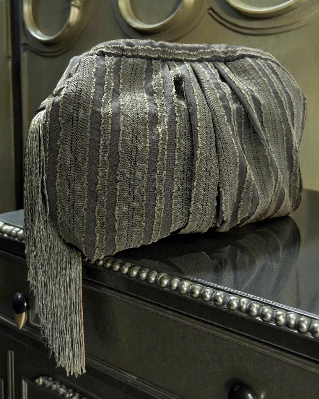 Army green fringes large pouch