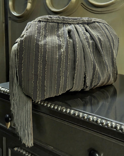 Army green fringes large pouch