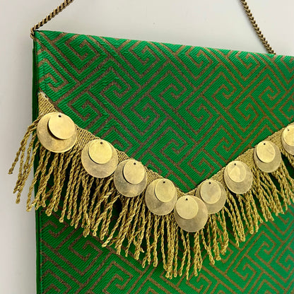 Green coins clutch