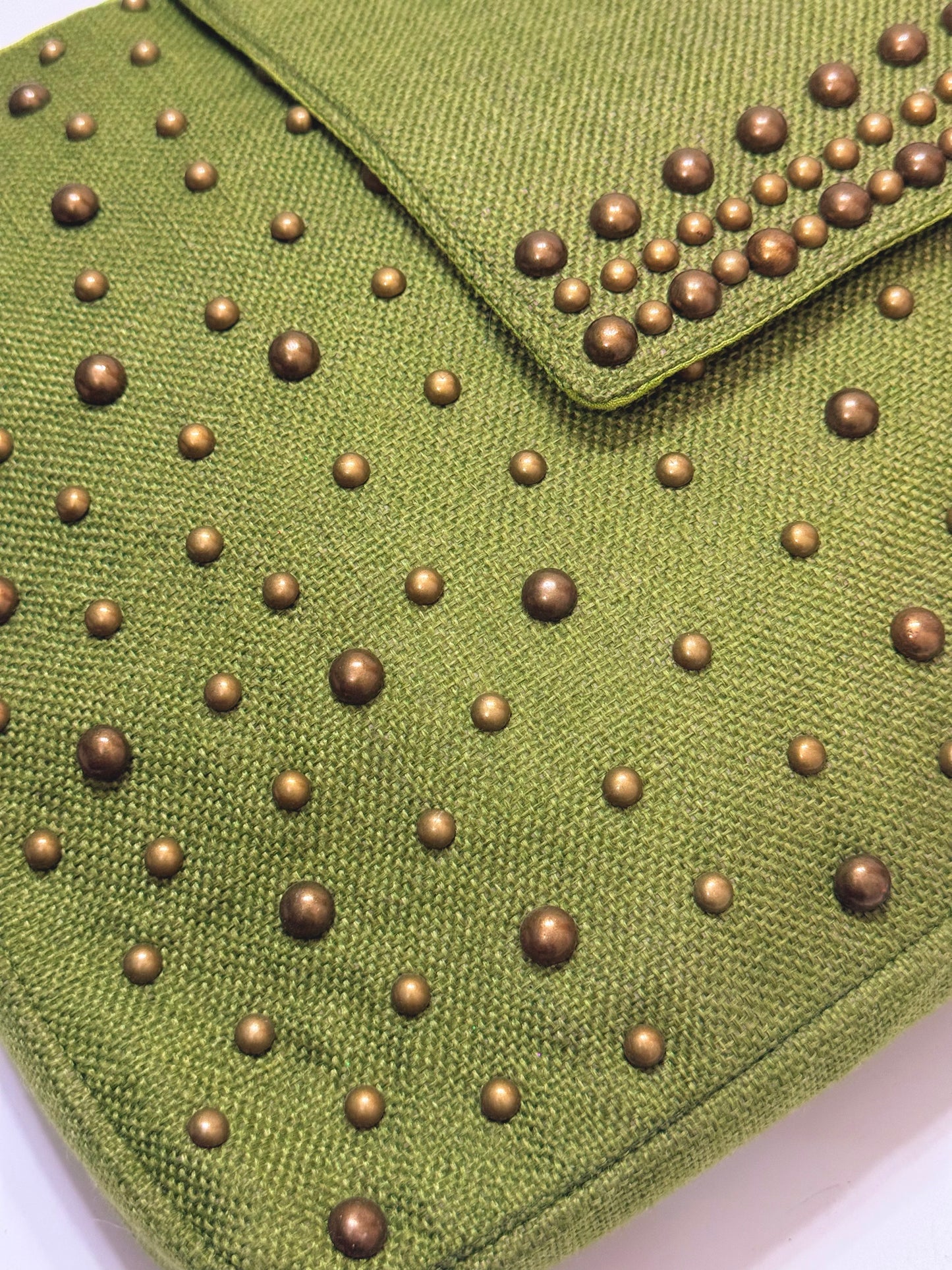 Olive green studded laptop bag
