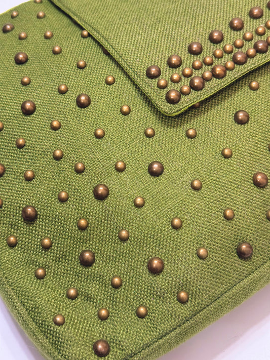 Olive green studded laptop bag
