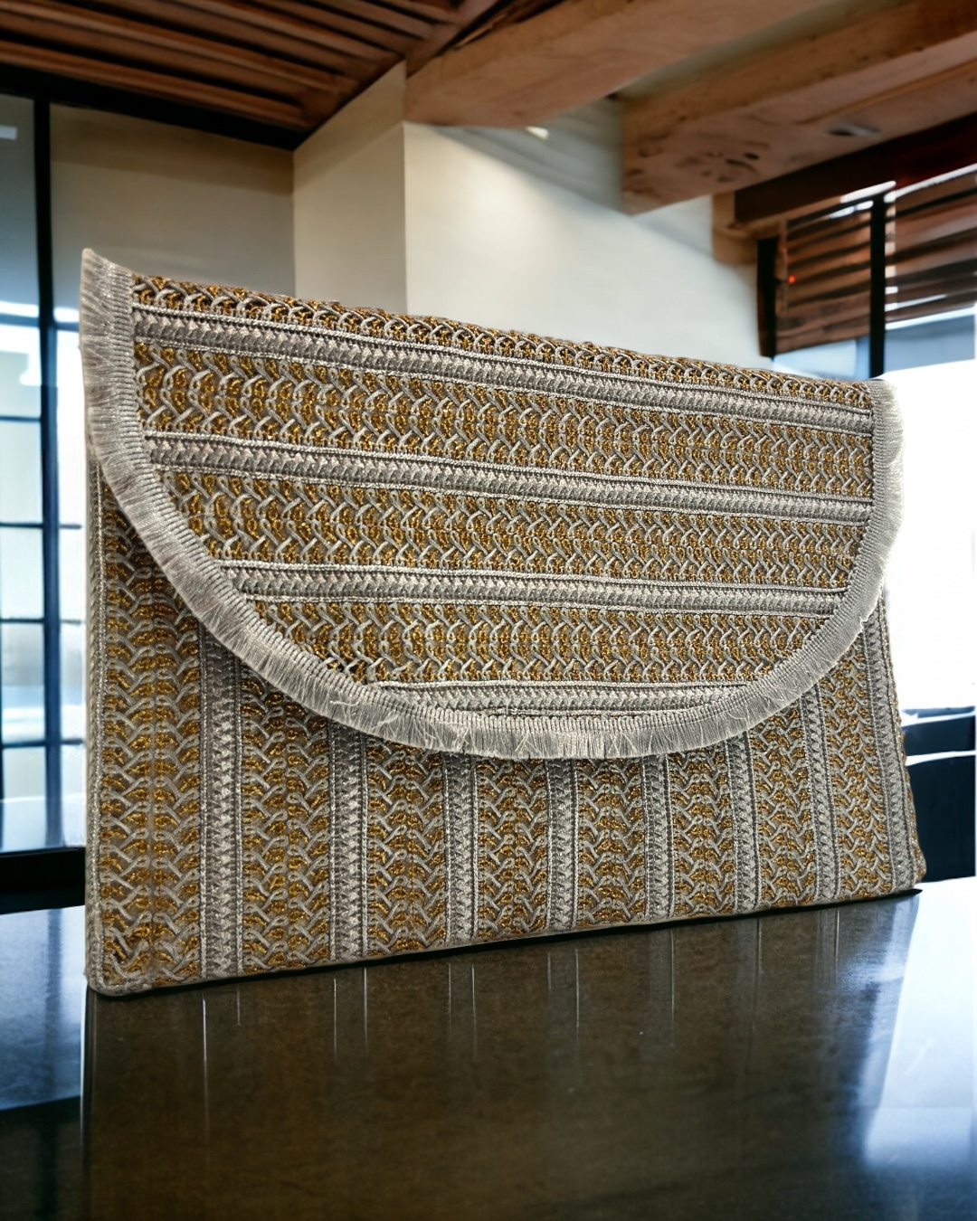 Golden silver clutch