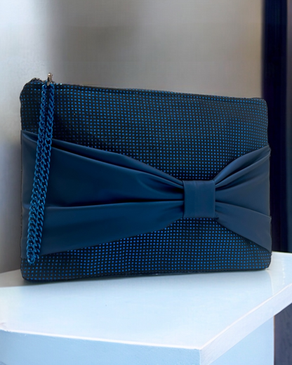 Blue bow clutch